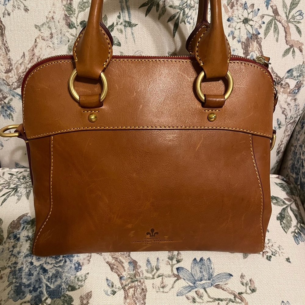 Dooney & Bourke Tan Leather Satchel with Brass Rings - Picture 3 of 8